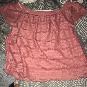 Pink Lace off the shoulder blouse